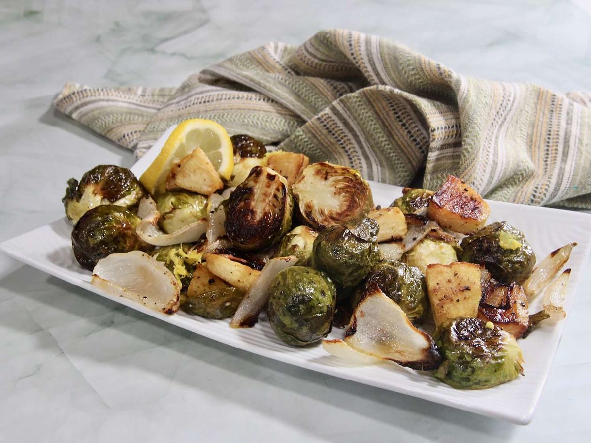 Roasted Apples and Brussels Sprouts