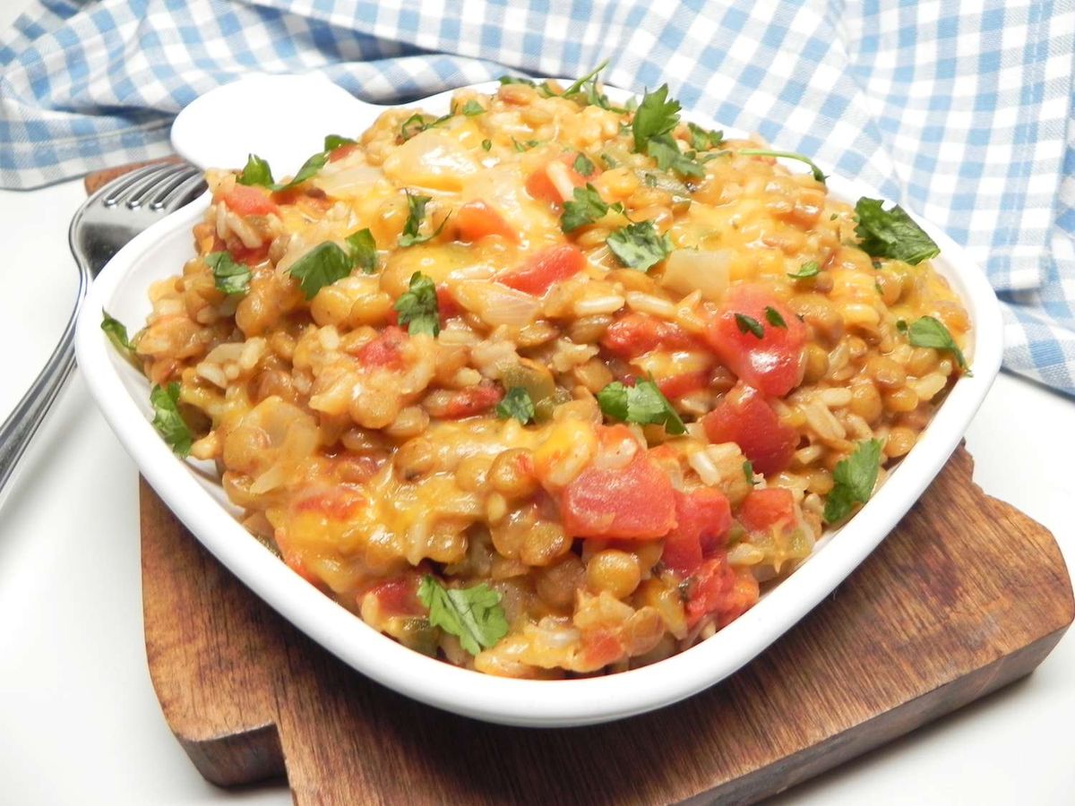 Instant Pot Cheesy Mexican Lentils and Rice