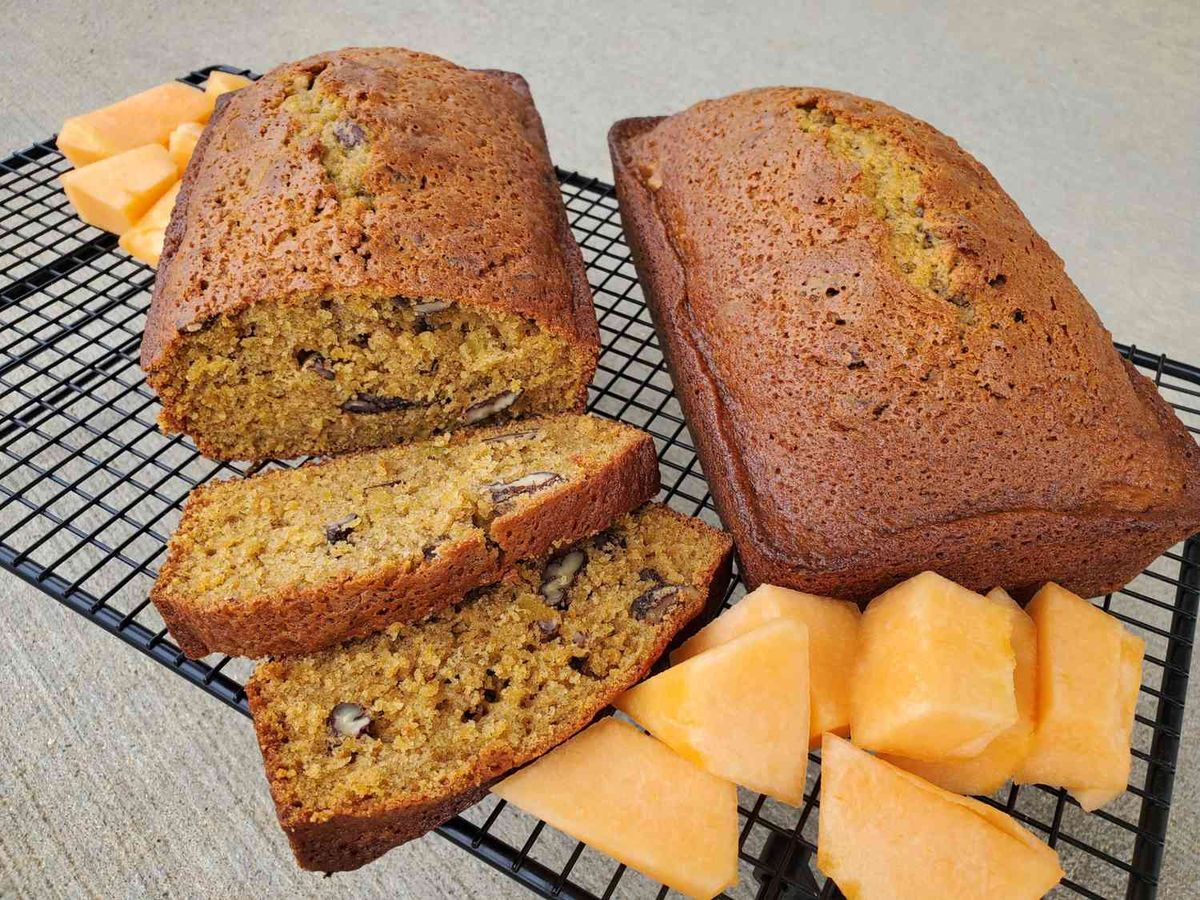 Cantaloupe Bread with Praline Glaze